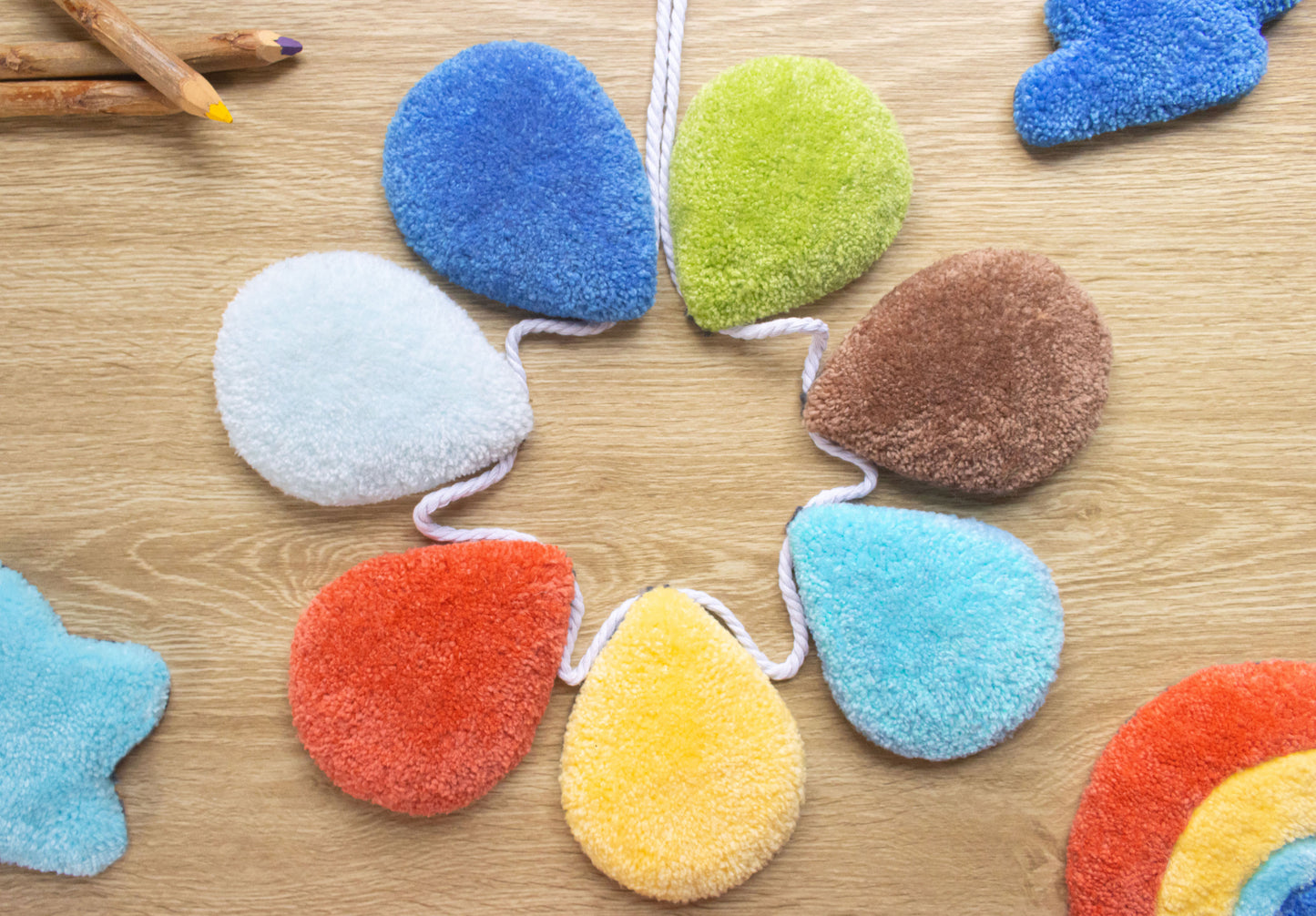 Custom Raindrop Nursery Garland – Rainbow Showers