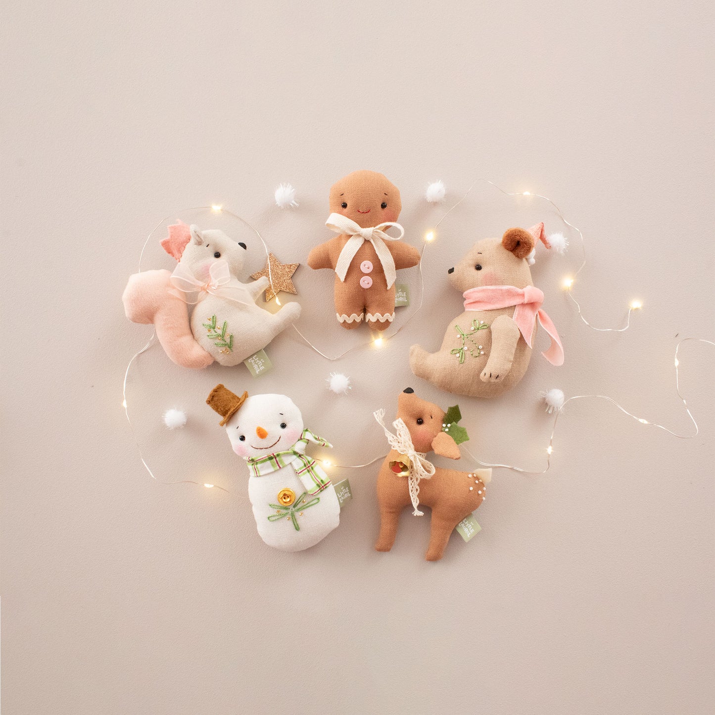 Peach Christmas Ornaments Set