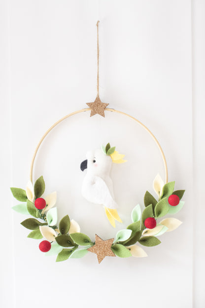 Aussie Cockatoo Christmas Door Wreath