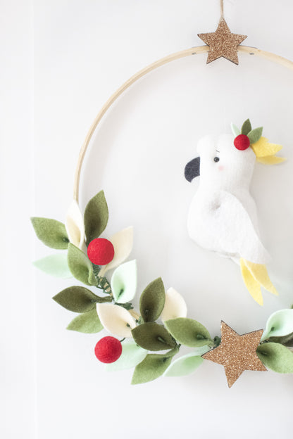 Aussie Cockatoo Christmas Door Wreath