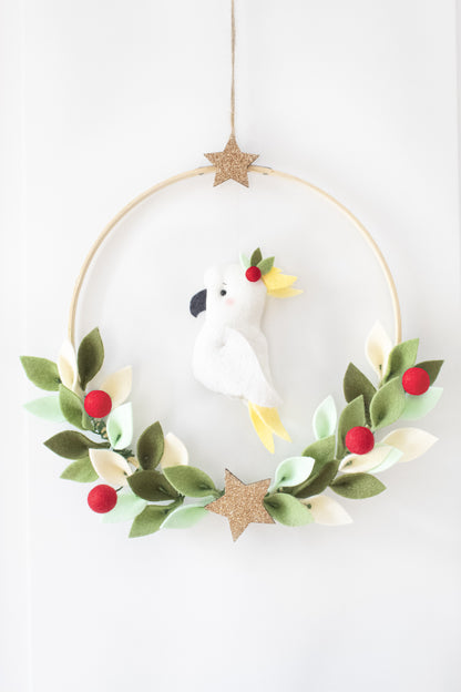 Aussie Cockatoo Christmas Door Wreath