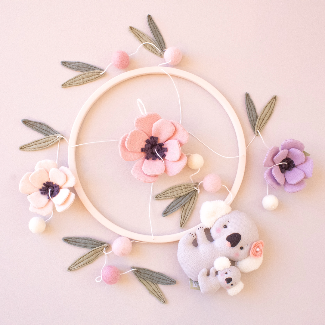 Baby Girl Cot Mobile – Koala Wildflower Dreams