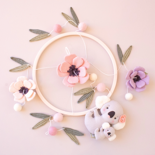 Baby Girl Cot Mobile – Koala Wildflower Dreams