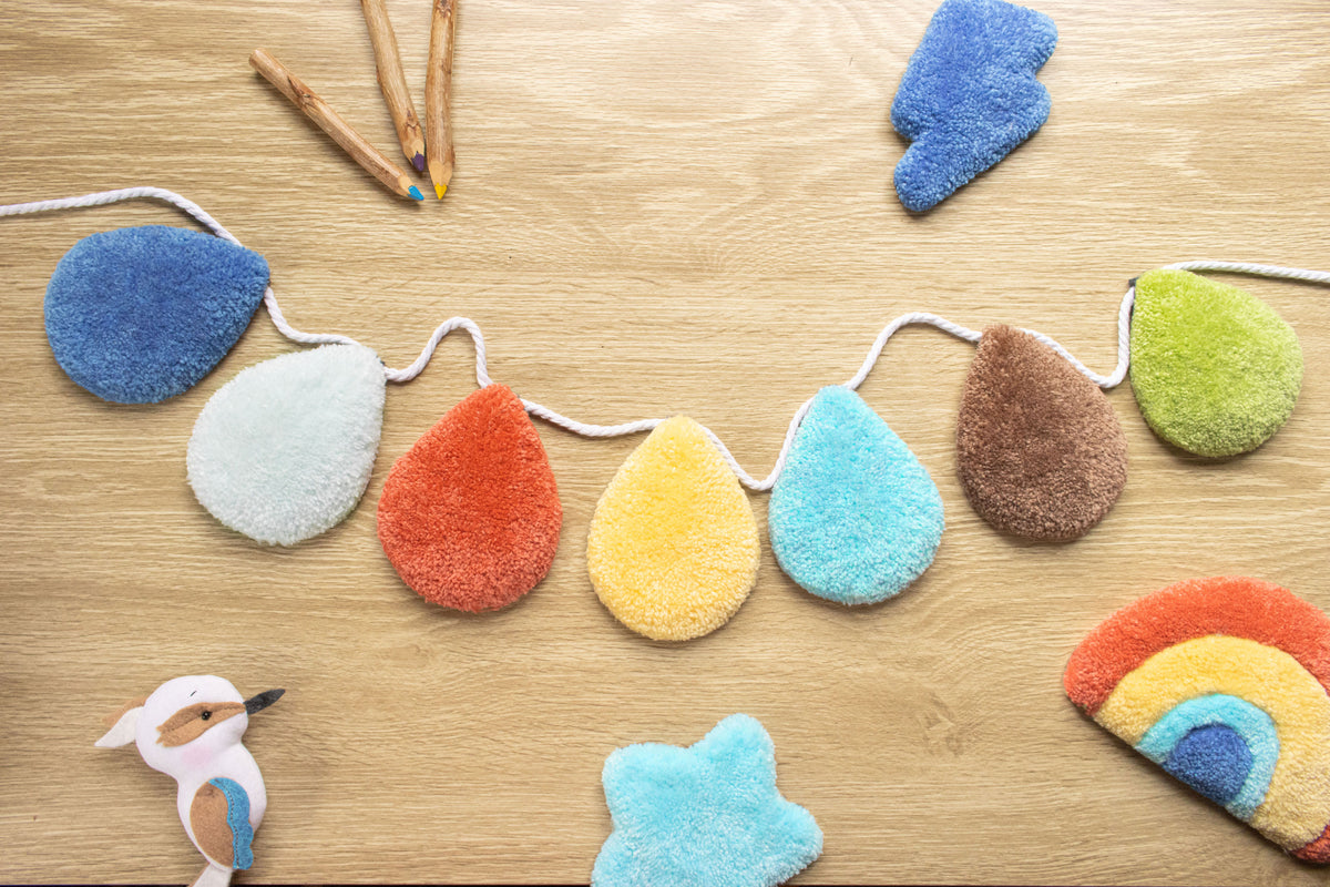 Custom Raindrop Nursery Garland –  Rainbow Showers