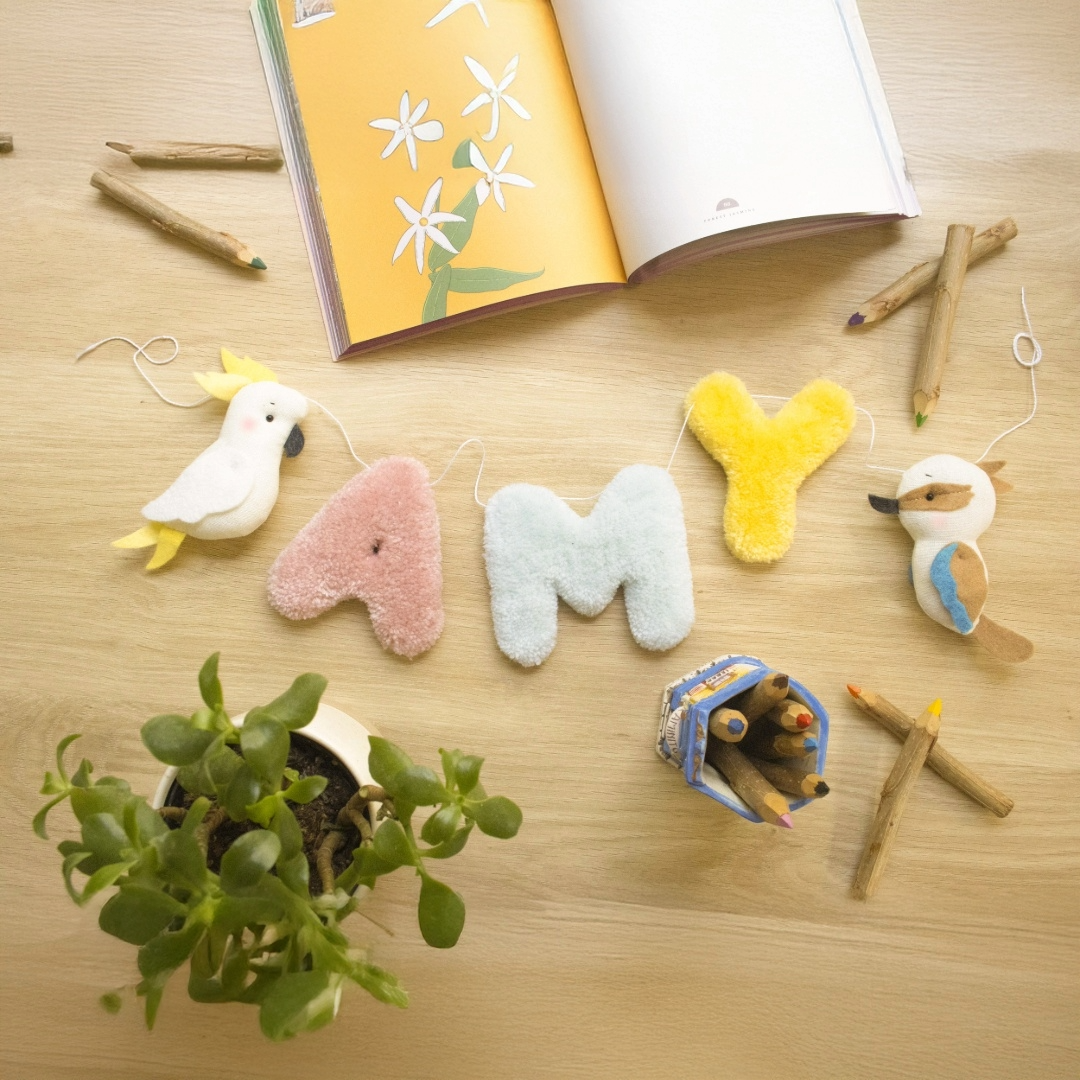 Custom Kids’ Name Nursery Garland – Tiny Tales (Amy)