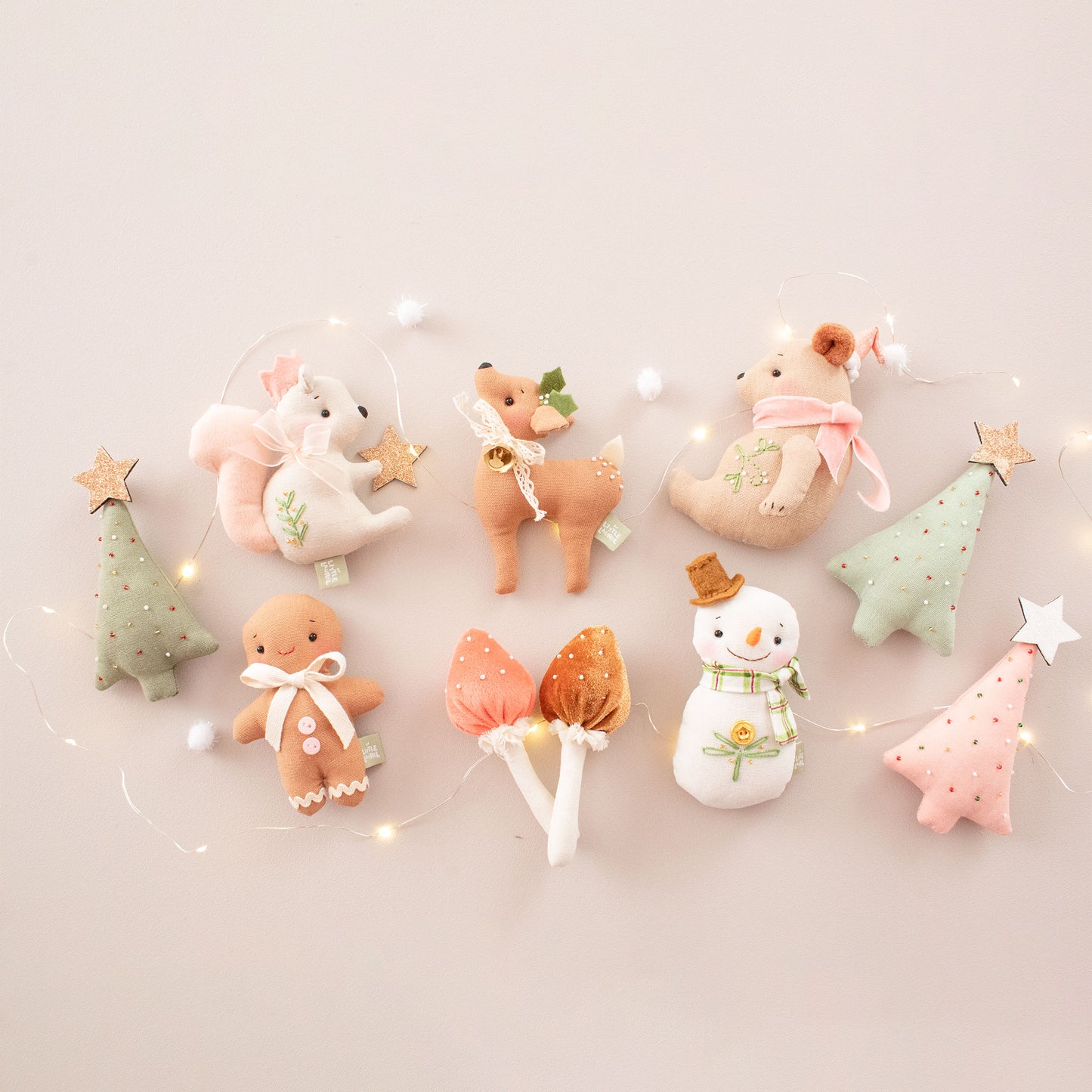 Peach Christmas Ornaments Set