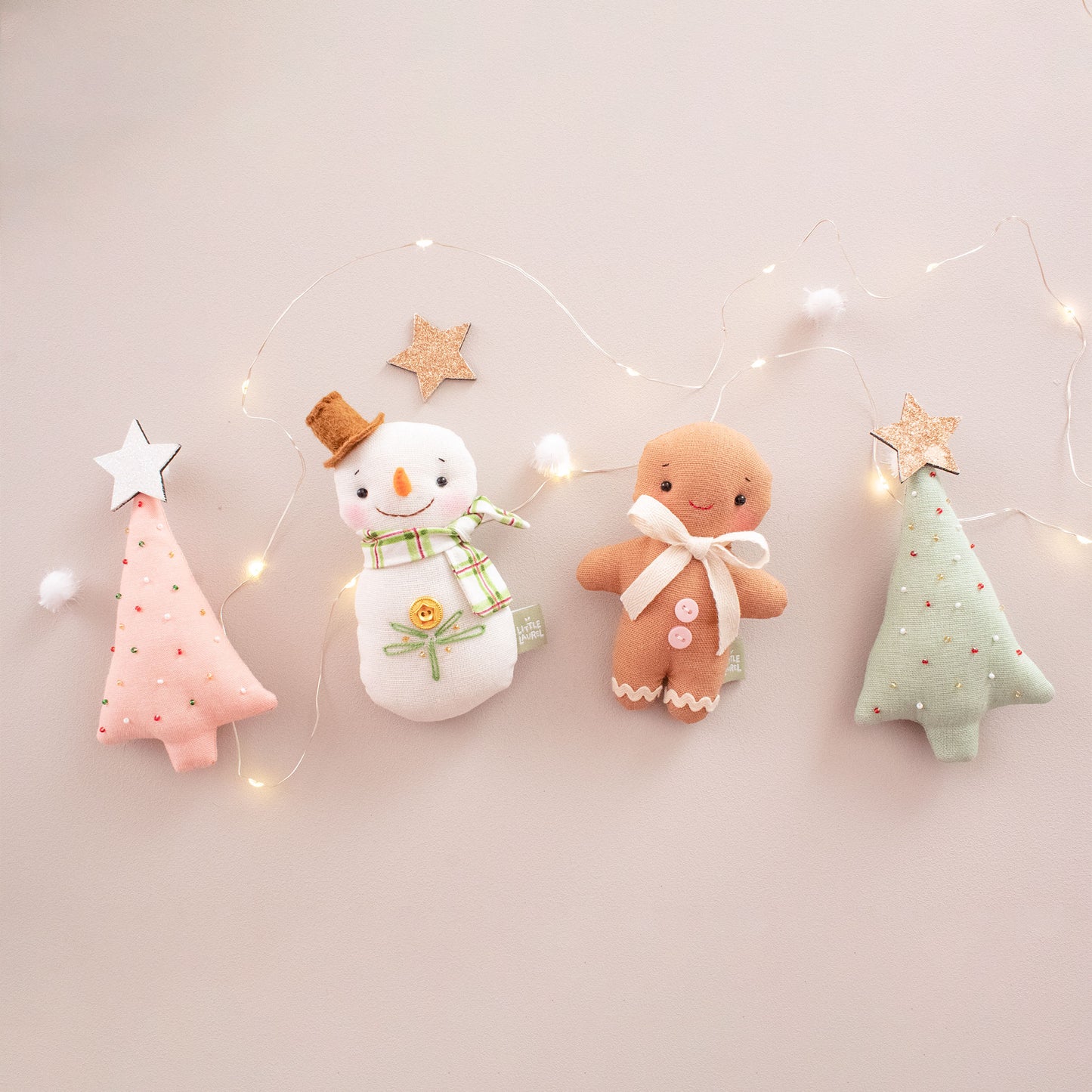 Peach Christmas Ornaments Set