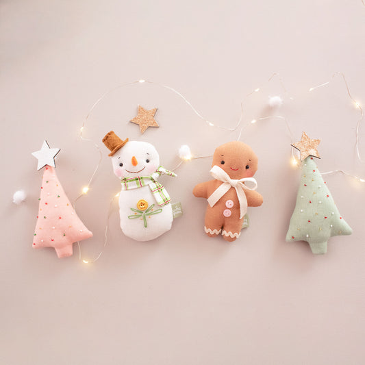 Snowman & Gingerbread Christmas Garland