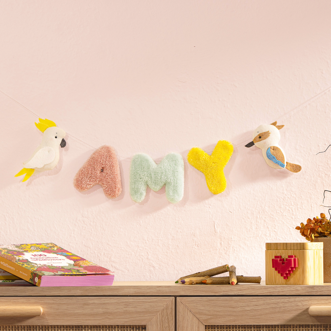 Custom Kids’ Name Nursery Garland – Tiny Tales (Amy)