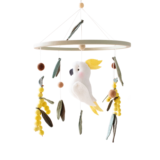 Baby Cot Mobile – Cockatoo Wattle Skies
