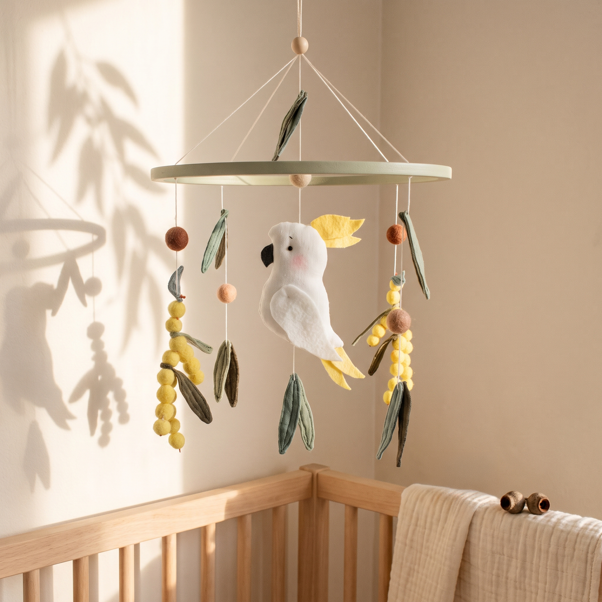 Baby Cot Mobile – Cockatoo Wattle Skies