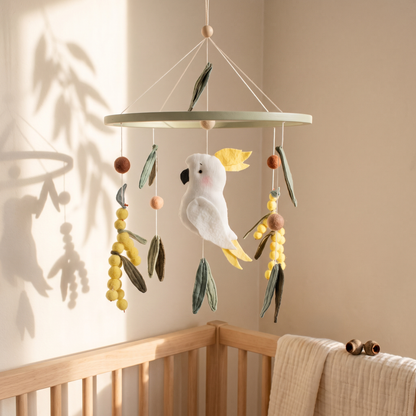 Baby Cot Mobile – Cockatoo Wattle Skies