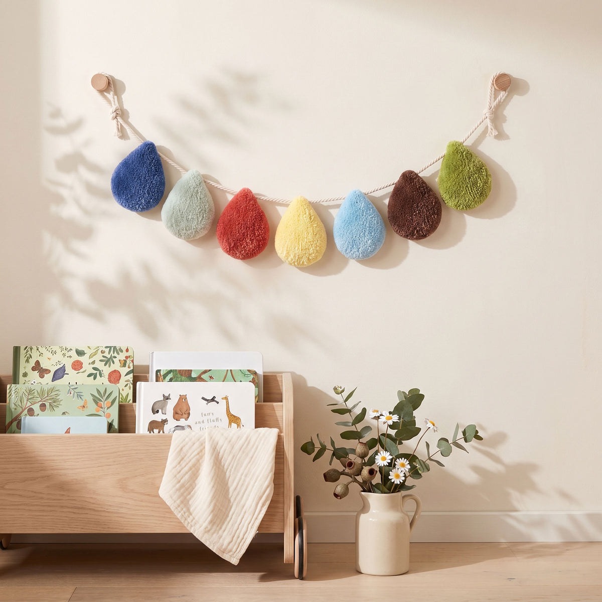 Custom Raindrop Nursery Garland –  Rainbow Showers